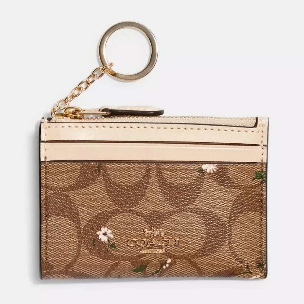 Coach Mini Skinny Id Case Evergreen Print